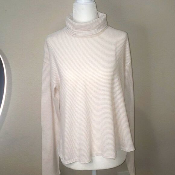 Moon River - Gold and Cream Striped Turtleneck sz M - Picture 1 of 7
